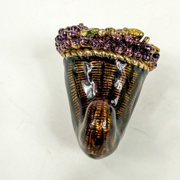 Monet Collectible Cornucopia Trinket Box Enameled Hinged Fall Decor Thanksgiving - Picture 6 of 9